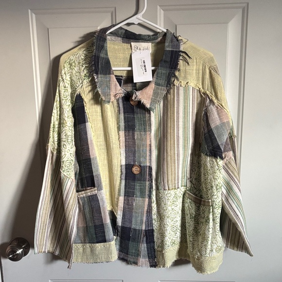 Oli & Hali Tops - Oli & Hali Plaid Jacket in Green and Blue